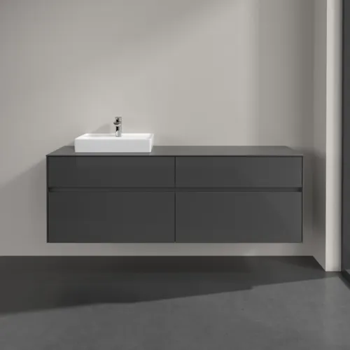 VILLEROY BOCH Collaro Waschbeckenunterschrank, 4 Auszüge, 1600 x 548 x 500 mm, Glossy Grey / Glossy Grey #C07800FP, Bild 3