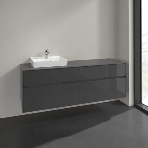 VILLEROY BOCH Collaro Waschbeckenunterschrank, 4 Auszüge, 1600 x 548 x 500 mm, Glossy Grey / Glossy Grey #C07800FP, Bild 2