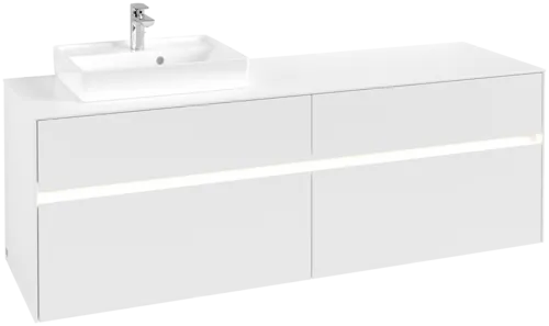 Picture of VILLEROY BOCH Collaro Vanity unit, with lighting, 4 pull-out compartments, 1600 x 548 x 500 mm, White Matt / White Matt #C078B0MS