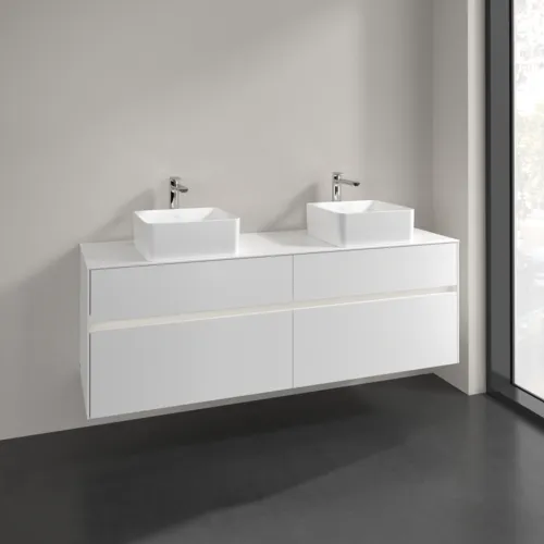 VILLEROY BOCH Collaro Waschbeckenunterschrank, mit Beleuchtung, 4 Auszüge, 1600 x 548 x 500 mm, White Matt / White Matt #C052B0MS, Bild 2