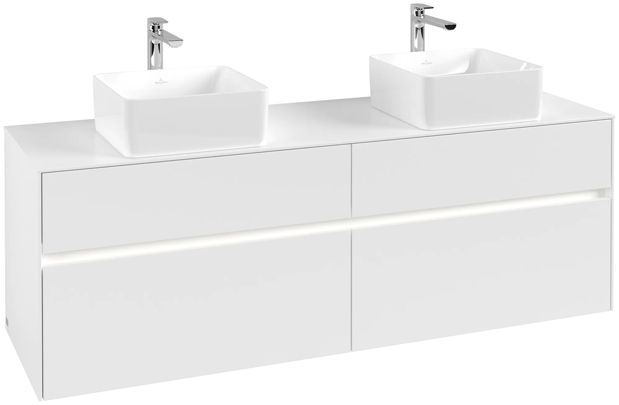Picture of VILLEROY BOCH Collaro Vanity unit, with lighting, 4 pull-out compartments, 1600 x 548 x 500 mm, White Matt / White Matt #C052B0MS