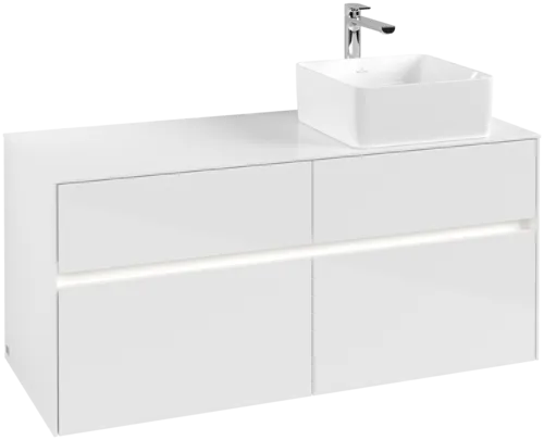 Obrázek VILLEROY BOCH Collaro toaletní skříňka, s osvětlením, 4 výsuvy, 1200 x 548 x 500 mm, lesklá bílá / lesklá bílá #C043B0DH