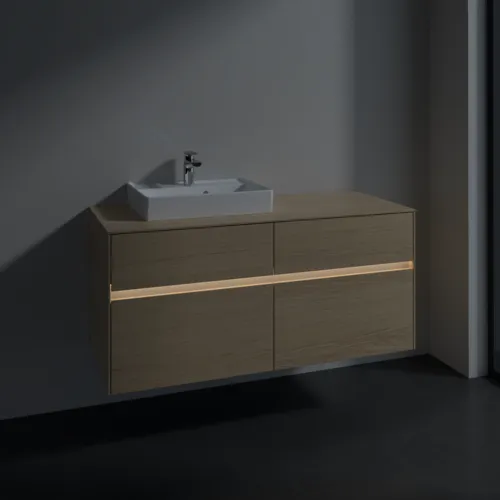 Bild von VILLEROY BOCH Collaro Waschbeckenunterschrank, mit Beleuchtung, 4 Auszüge, 1200 x 548 x 500 mm, Nordic Oak / Nordic Oak #C071B0VJ