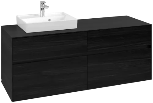 Picture of VILLEROY BOCH Collaro Vanity unit, with lighting, 4 pull-out compartments, 1400 x 548 x 500 mm, Black Oak / Black Oak #C074B0AB