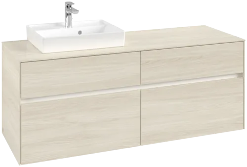 Picture of VILLEROY BOCH Collaro Vanity unit, with lighting, 4 pull-out compartments, 1400 x 548 x 500 mm, White Oak / White Oak #C074B0AA