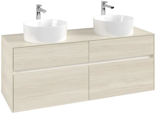 Picture of VILLEROY BOCH Collaro Vanity unit, with lighting, 4 pull-out compartments, 1400 x 548 x 500 mm, White Oak / White Oak #C048B0AA