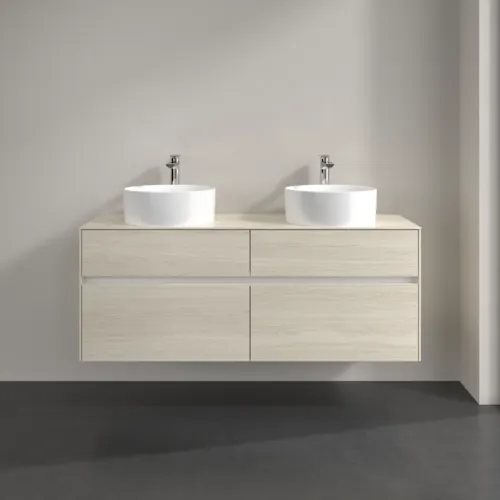 Bild von VILLEROY BOCH Collaro Waschbeckenunterschrank, mit Beleuchtung, 4 Auszüge, 1400 x 548 x 500 mm, White Oak / White Oak #C048B0AA