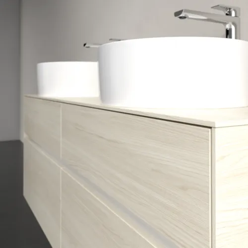 Bild von VILLEROY BOCH Collaro Waschbeckenunterschrank, mit Beleuchtung, 4 Auszüge, 1400 x 548 x 500 mm, White Oak / White Oak #C048B0AA