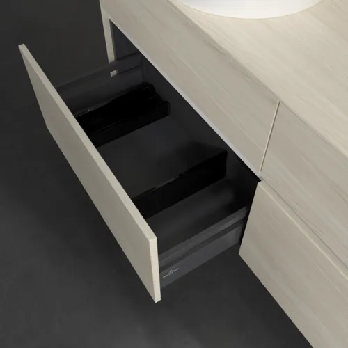 Bild von VILLEROY BOCH Collaro Waschbeckenunterschrank, mit Beleuchtung, 4 Auszüge, 1400 x 548 x 500 mm, White Oak / White Oak #C048B0AA