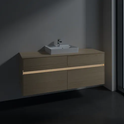 VILLEROY BOCH Collaro Waschbeckenunterschrank, mit Beleuchtung, 4 Auszüge, 1400 x 548 x 500 mm, Nordic Oak / Nordic Oak #C073B0VJ, Bild 5