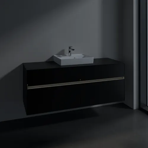Bild von VILLEROY BOCH Collaro Waschbeckenunterschrank, mit Beleuchtung, 4 Auszüge, 1400 x 548 x 500 mm, Volcano Black / Volcano Black #C073B0VL