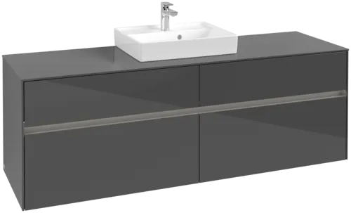 Picture of VILLEROY BOCH Collaro Vanity unit, with lighting, 4 pull-out compartments, 1600 x 548 x 500 mm, Glossy Grey / Glossy Grey #C077B0FP