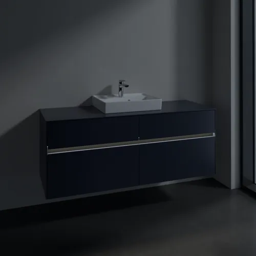Picture of VILLEROY BOCH Collaro Vanity unit, with lighting, 4 pull-out compartments, 1400 x 548 x 500 mm, Marine Blue / Marine Blue #C073B0VQ