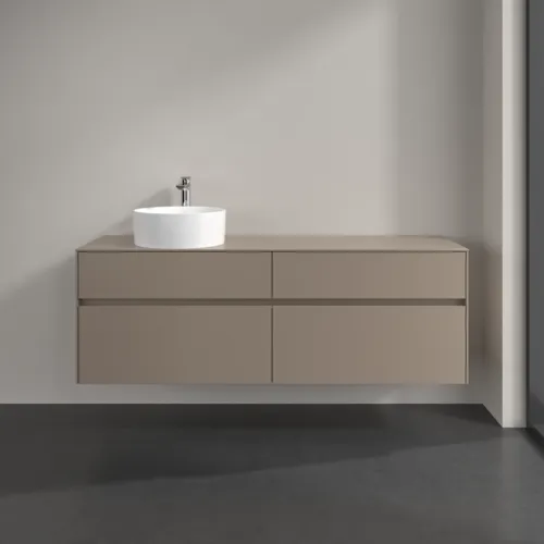 Picture of VILLEROY BOCH Collaro Vanity unit, with lighting, 4 pull-out compartments, 1600 x 548 x 500 mm, Taupe / Taupe #C050B0VM