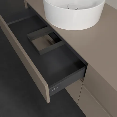 Picture of VILLEROY BOCH Collaro Vanity unit, with lighting, 4 pull-out compartments, 1600 x 548 x 500 mm, Taupe / Taupe #C050B0VM