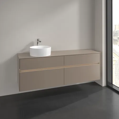 Picture of VILLEROY BOCH Collaro Vanity unit, with lighting, 4 pull-out compartments, 1600 x 548 x 500 mm, Taupe / Taupe #C050B0VM