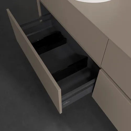 Picture of VILLEROY BOCH Collaro Vanity unit, with lighting, 4 pull-out compartments, 1600 x 548 x 500 mm, Taupe / Taupe #C050B0VM