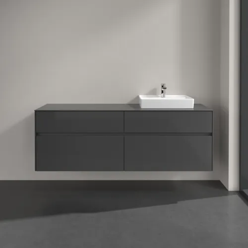 VILLEROY BOCH Collaro Waschbeckenunterschrank, 4 Auszüge, 1600 x 548 x 500 mm, Glossy Grey / Glossy Grey #C07900FP, Bild 3