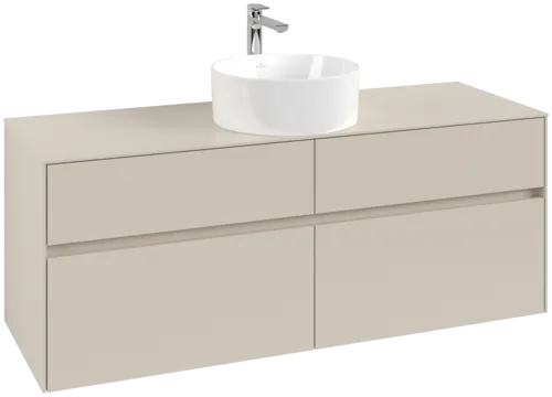 Зображення з  VILLEROY BOCH Collaro Vanity unit, with lighting, 4 pull-out compartments, 1400 x 548 x 500 mm, Cashmere Grey / Cashmere Grey #C045B0VN