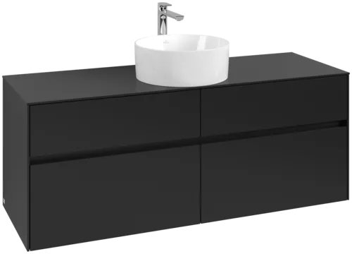 Picture of VILLEROY BOCH Collaro Vanity unit, with lighting, 4 pull-out compartments, 1400 x 548 x 500 mm, Volcano Black / Volcano Black #C045B0VL