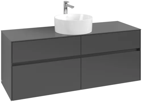 Picture of VILLEROY BOCH Collaro Vanity unit, with lighting, 4 pull-out compartments, 1400 x 548 x 500 mm, Graphite / Graphite #C045B0VR