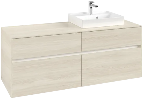 Picture of VILLEROY BOCH Collaro Vanity unit, with lighting, 4 pull-out compartments, 1400 x 548 x 500 mm, White Oak / White Oak #C075B0AA