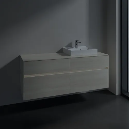 Bild von VILLEROY BOCH Collaro Waschbeckenunterschrank, mit Beleuchtung, 4 Auszüge, 1400 x 548 x 500 mm, White Oak / White Oak #C075B0AA