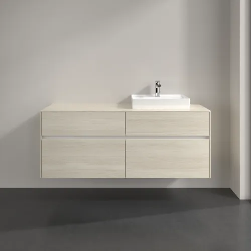Bild von VILLEROY BOCH Collaro Waschbeckenunterschrank, mit Beleuchtung, 4 Auszüge, 1400 x 548 x 500 mm, White Oak / White Oak #C075B0AA