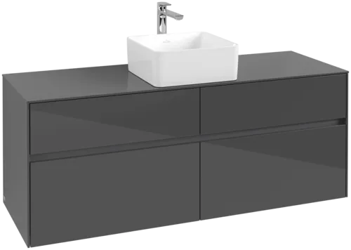 Obrázek VILLEROY BOCH Toaletní skříňka Collaro, 4 výsuvy, 1400 x 548 x 500 mm, lesklá šedá / lesklá šedá #C04500FP