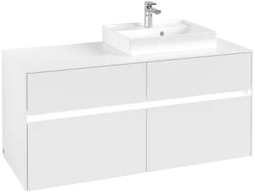 Obrázek VILLEROY BOCH Collaro toaletní skříňka, s osvětlením, 4 výsuvy, 1200 x 548 x 500 mm, bílá matná / bílá matná #C072B0MS