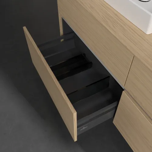 Bild von VILLEROY BOCH Collaro Waschbeckenunterschrank, mit Beleuchtung, 4 Auszüge, 1400 x 548 x 500 mm, Nordic Oak / Nordic Oak #C074B0VJ