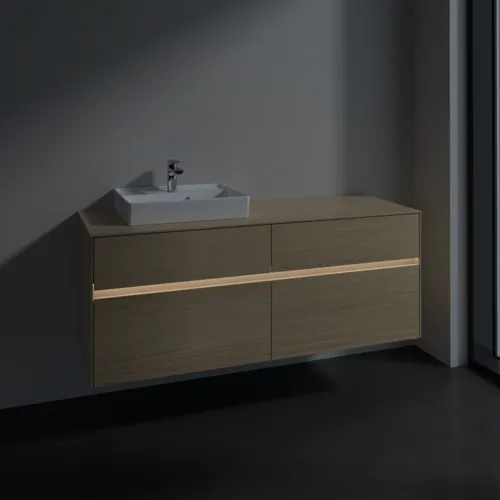 Bild von VILLEROY BOCH Collaro Waschbeckenunterschrank, mit Beleuchtung, 4 Auszüge, 1400 x 548 x 500 mm, Nordic Oak / Nordic Oak #C074B0VJ