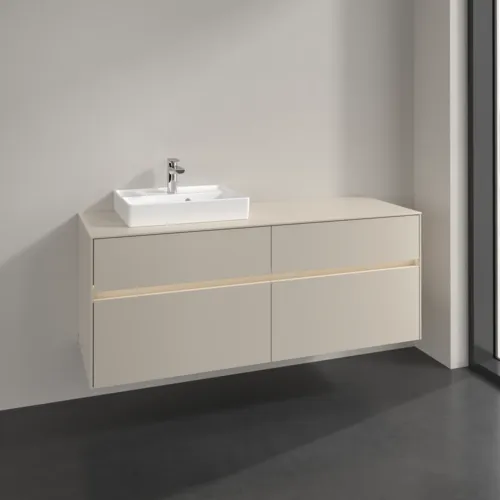 Bild von VILLEROY BOCH Collaro Waschbeckenunterschrank, mit Beleuchtung, 4 Auszüge, 1400 x 548 x 500 mm, Cashmere Grey / Cashmere Grey #C074B0VN