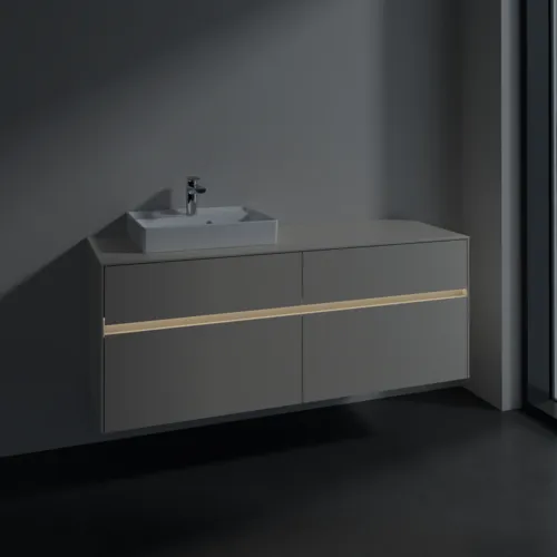 Bild von VILLEROY BOCH Collaro Waschbeckenunterschrank, mit Beleuchtung, 4 Auszüge, 1400 x 548 x 500 mm, Cashmere Grey / Cashmere Grey #C074B0VN