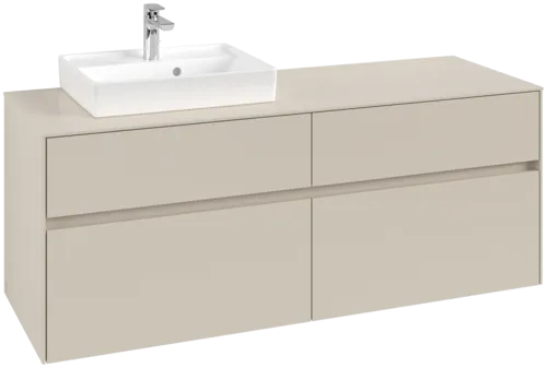 Picture of VILLEROY BOCH Collaro Vanity unit, with lighting, 4 pull-out compartments, 1400 x 548 x 500 mm, Cashmere Grey / Cashmere Grey #C074B0VN