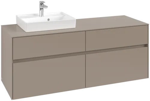 VILLEROY BOCH Collaro Vanity unit, with lighting, 4 pull-out compartments, 1400 x 548 x 500 mm, Taupe / Taupe #C074B0VM resmi
