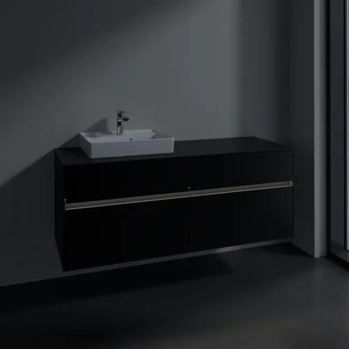 Bild von VILLEROY BOCH Collaro Waschbeckenunterschrank, mit Beleuchtung, 4 Auszüge, 1400 x 548 x 500 mm, Volcano Black / Volcano Black #C074B0VL