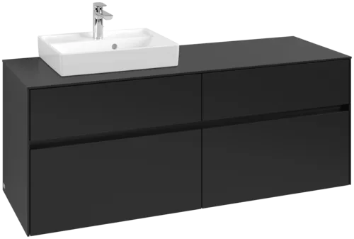 Picture of VILLEROY BOCH Collaro Vanity unit, with lighting, 4 pull-out compartments, 1400 x 548 x 500 mm, Volcano Black / Volcano Black #C074B0VL