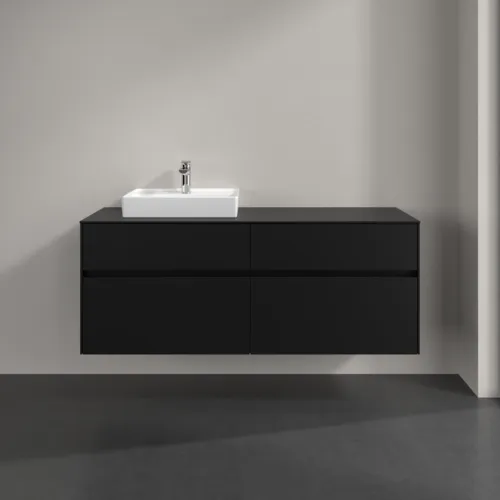 Bild von VILLEROY BOCH Collaro Waschbeckenunterschrank, mit Beleuchtung, 4 Auszüge, 1400 x 548 x 500 mm, Volcano Black / Volcano Black #C074B0VL