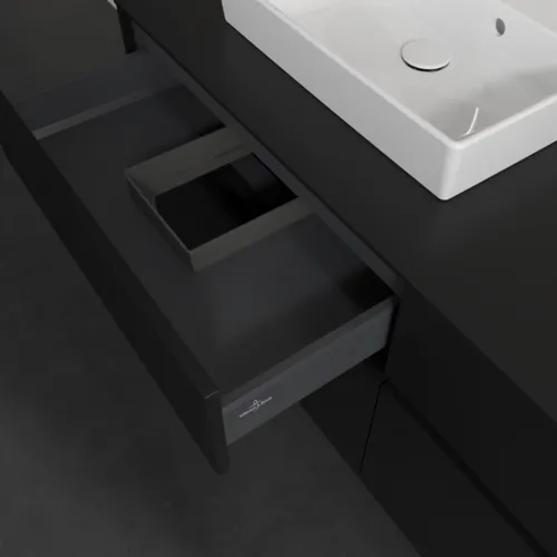 Bild von VILLEROY BOCH Collaro Waschbeckenunterschrank, mit Beleuchtung, 4 Auszüge, 1400 x 548 x 500 mm, Volcano Black / Volcano Black #C074B0VL