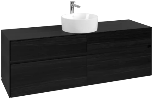 Picture of VILLEROY BOCH Collaro Vanity unit, with lighting, 4 pull-out compartments, 1600 x 548 x 500 mm, Black Oak / Black Oak #C049B0AB