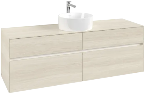Picture of VILLEROY BOCH Collaro Vanity unit, with lighting, 4 pull-out compartments, 1600 x 548 x 500 mm, White Oak / White Oak #C049B0AA