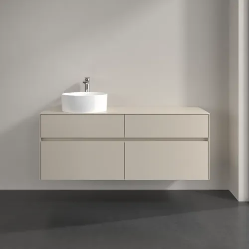 Picture of VILLEROY BOCH Collaro Vanity unit, with lighting, 4 pull-out compartments, 1400 x 548 x 500 mm, Cashmere Grey / Cashmere Grey #C046B0VN