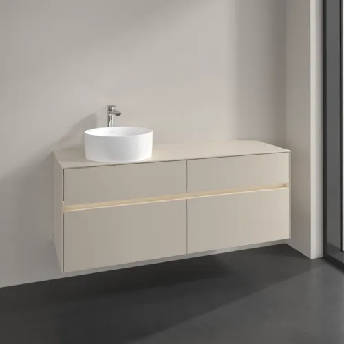 Picture of VILLEROY BOCH Collaro Vanity unit, with lighting, 4 pull-out compartments, 1400 x 548 x 500 mm, Cashmere Grey / Cashmere Grey #C046B0VN