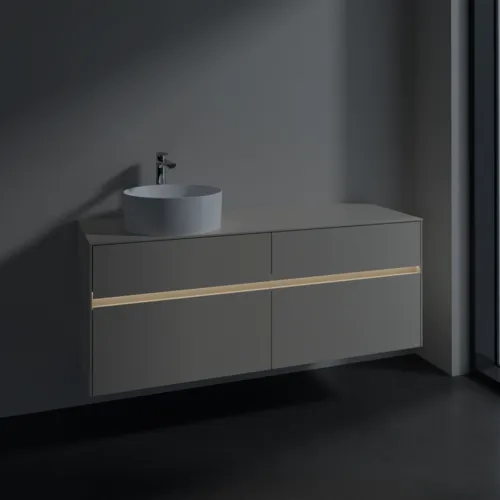 Picture of VILLEROY BOCH Collaro Vanity unit, with lighting, 4 pull-out compartments, 1400 x 548 x 500 mm, Cashmere Grey / Cashmere Grey #C046B0VN