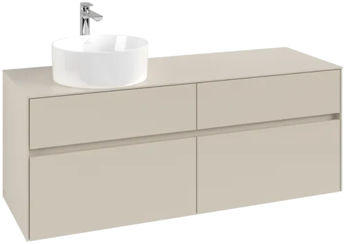 Picture of VILLEROY BOCH Collaro Vanity unit, with lighting, 4 pull-out compartments, 1400 x 548 x 500 mm, Cashmere Grey / Cashmere Grey #C046B0VN