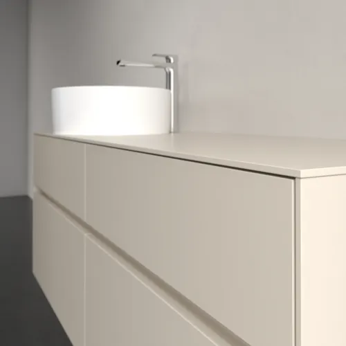 Picture of VILLEROY BOCH Collaro Vanity unit, with lighting, 4 pull-out compartments, 1400 x 548 x 500 mm, Cashmere Grey / Cashmere Grey #C046B0VN