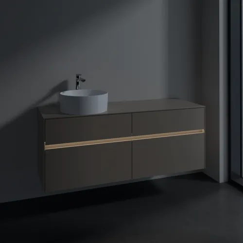 Bild von VILLEROY BOCH Collaro Waschbeckenunterschrank, mit Beleuchtung, 4 Auszüge, 1400 x 548 x 500 mm, Taupe / Taupe #C046B0VM