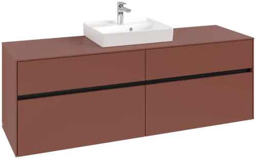 Picture of VILLEROY BOCH Collaro Vanity unit, with lighting, 4 pull-out compartments, 1600 x 548 x 500 mm, Wine Red / Wine Red #C077B0AH
