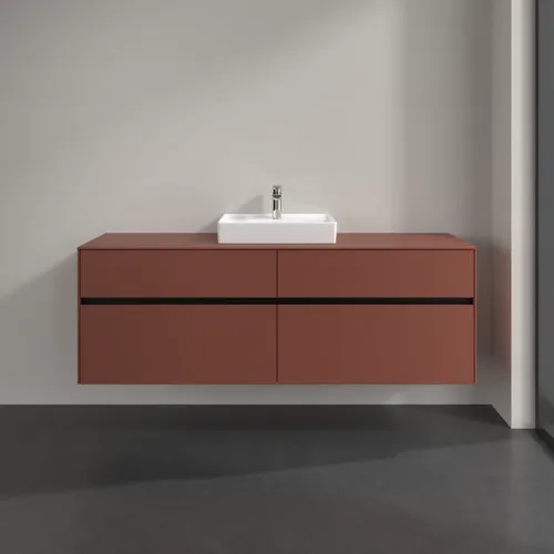 Bild von VILLEROY BOCH Collaro Waschbeckenunterschrank, mit Beleuchtung, 4 Auszüge, 1600 x 548 x 500 mm, Wine Red / Wine Red #C077B0AH